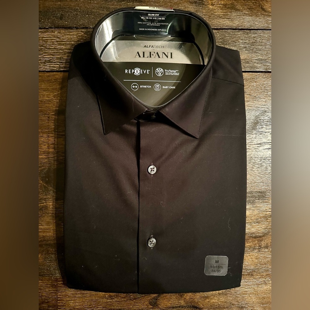 Alfani 2 Pack Men's Bold Red and Sleek Black Dress Shirts - Picture 3 of 7